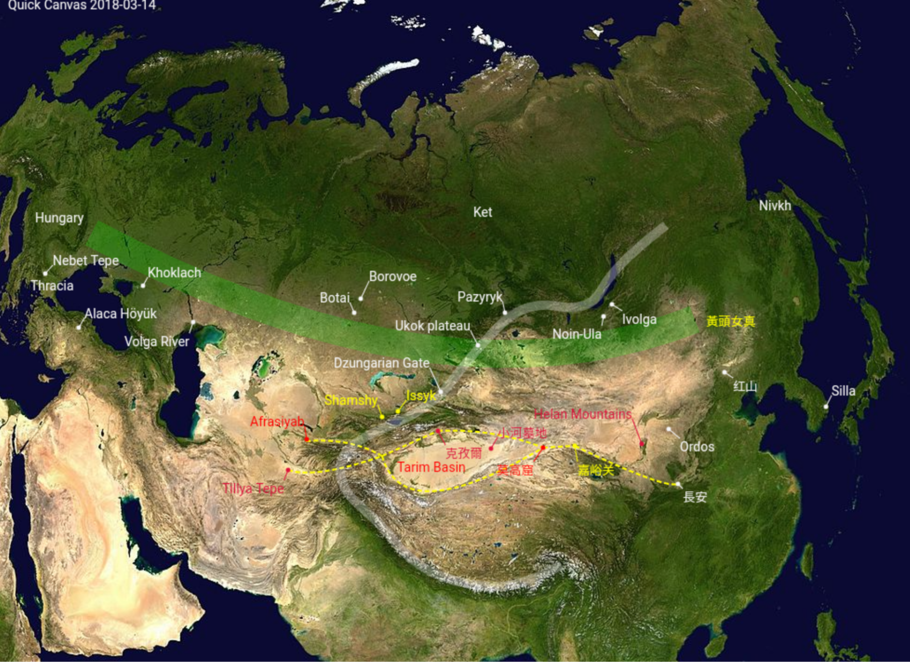  Steppe Route, Silk Road and Eurasian Barrier